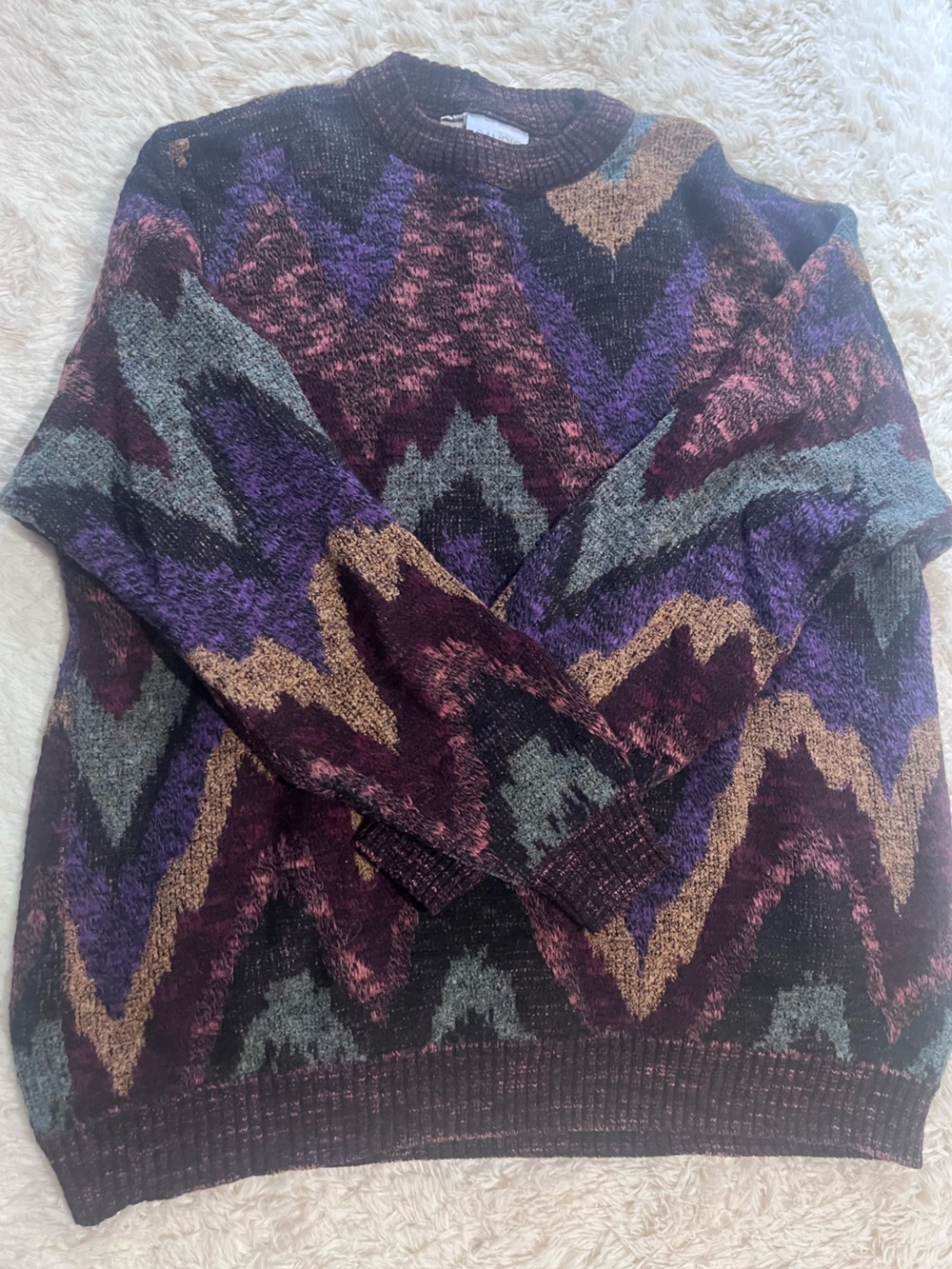 Cambio Italia Men's Multi-Color Patterned Sweater - Purple/Tan/Gray